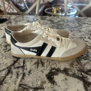 Gola Off-White and Black Stripe Sneakers